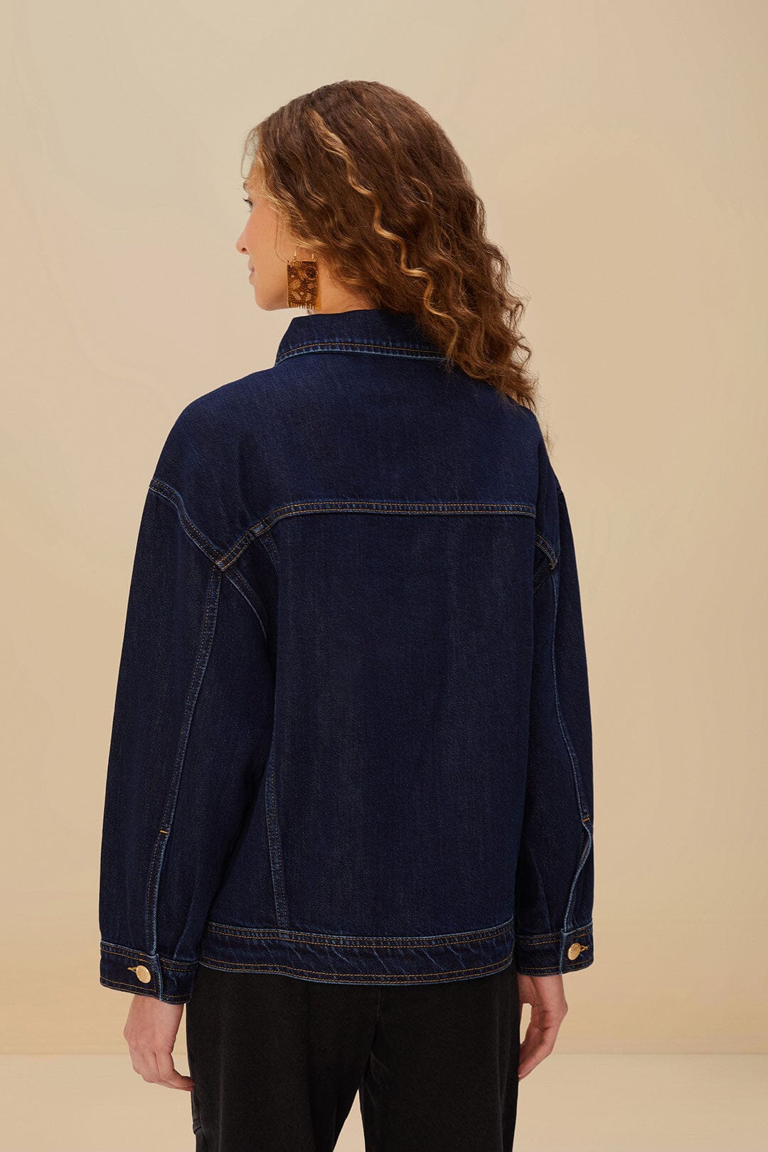 Dark Denim Buttoned Jacket - Image 3