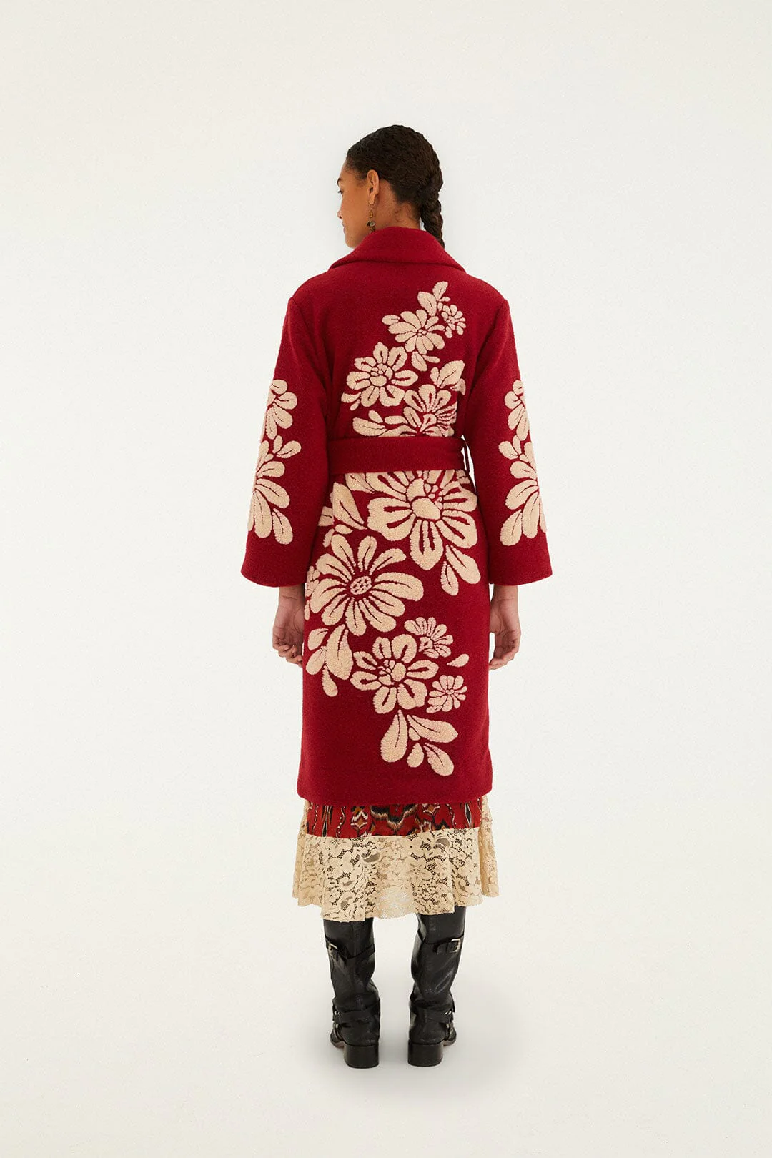 Burgundy Bold Flowers Fleece - Image 3