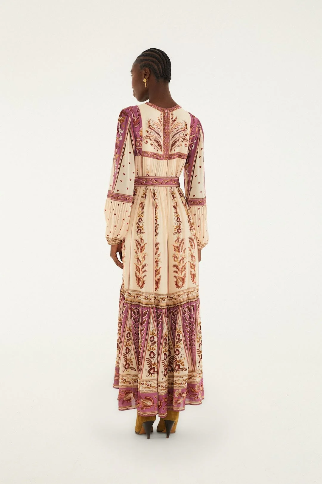 Delicate Ainika Sand Long Sleeve Maxi Dress - Image 3
