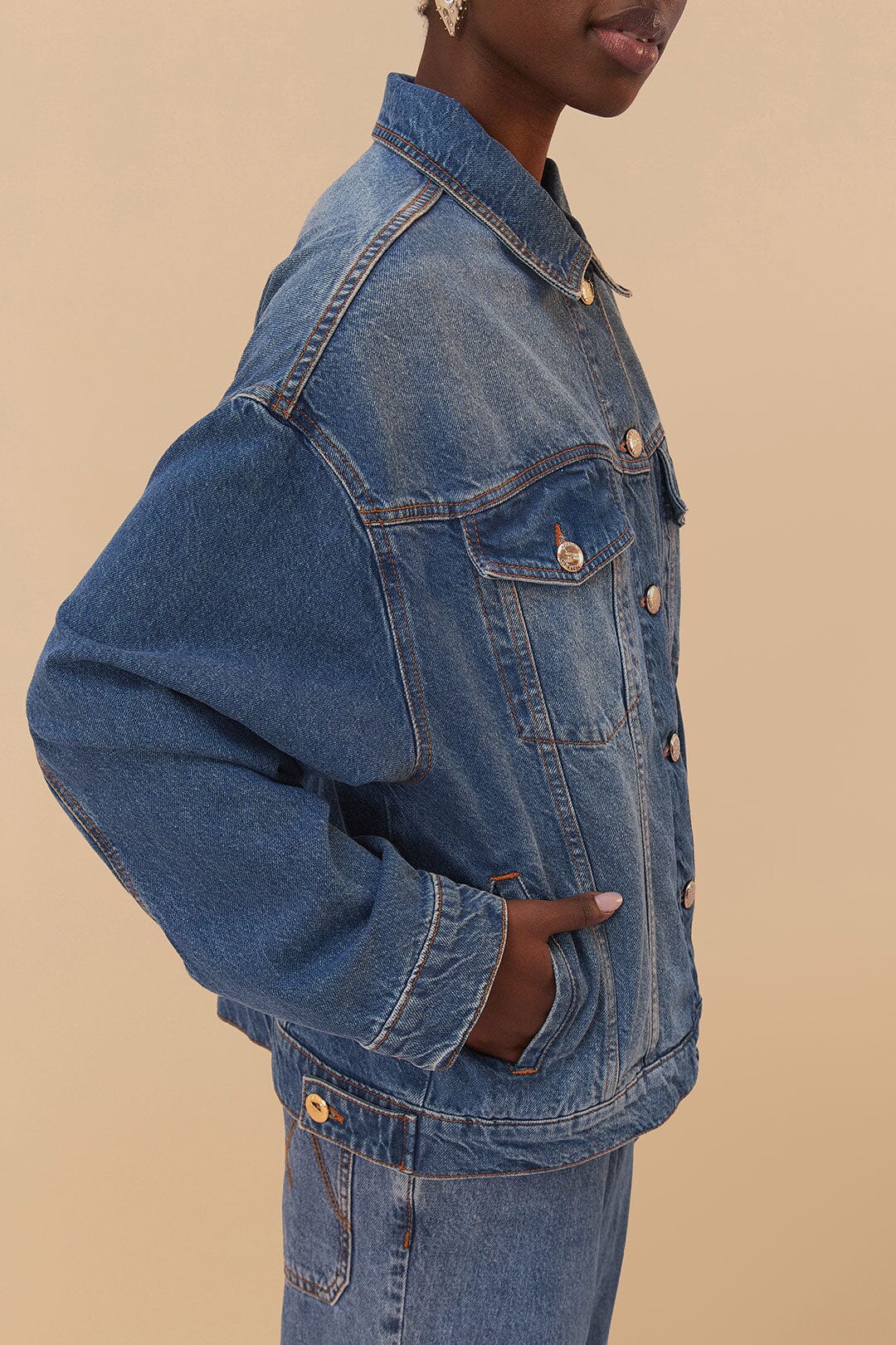 Denim Buttoned Jacket - Image 3