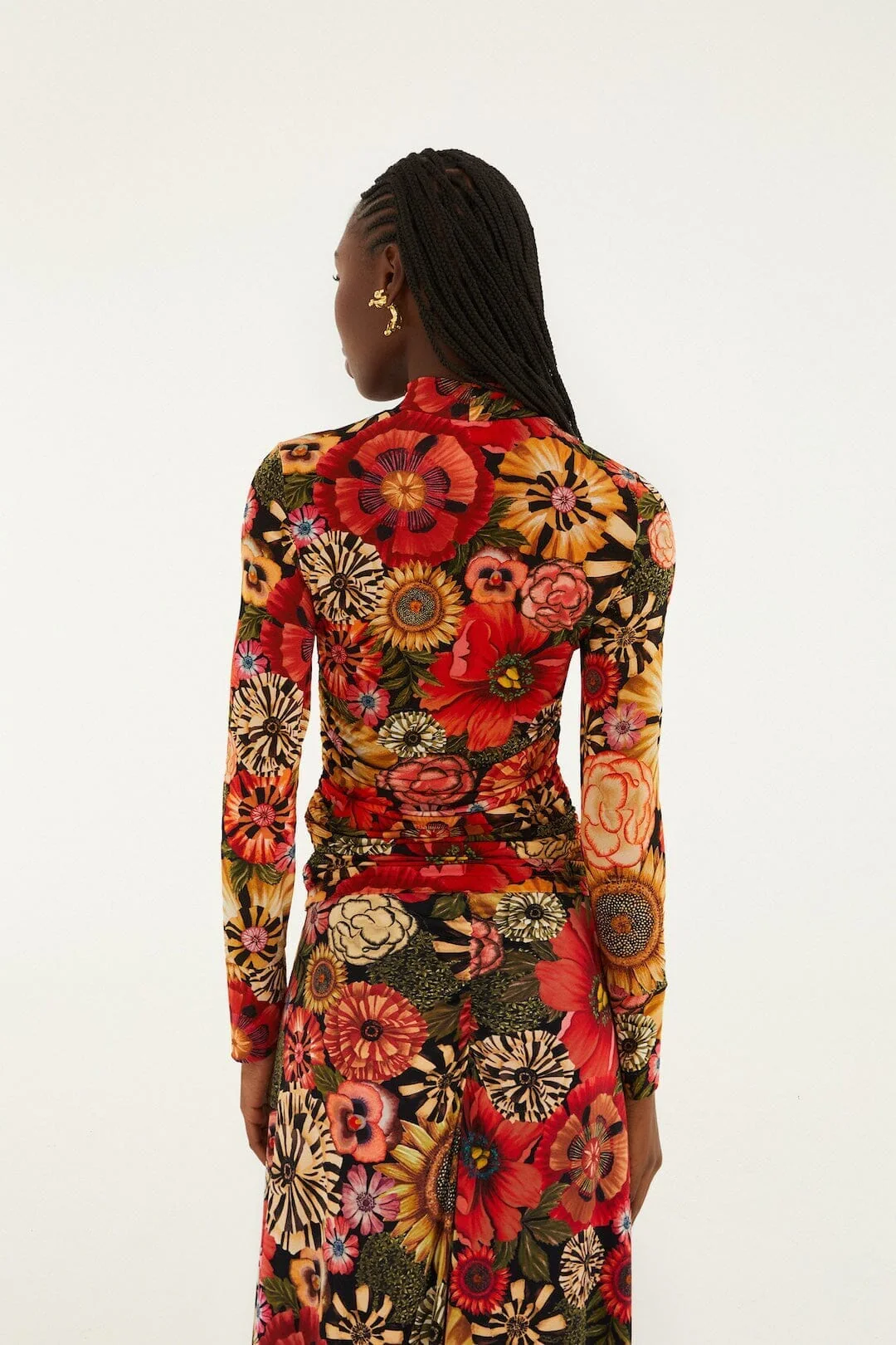 Black Flowershop Ruched Waist Jersey Blouse - Image 3