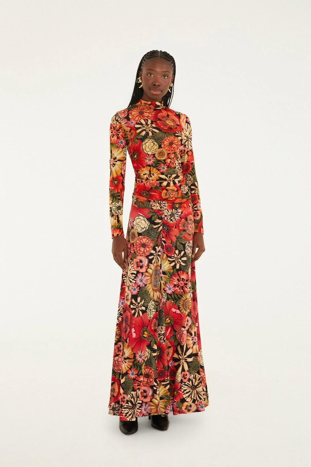Black Flowershop Ruched Waist Jersey Blouse - Image 4