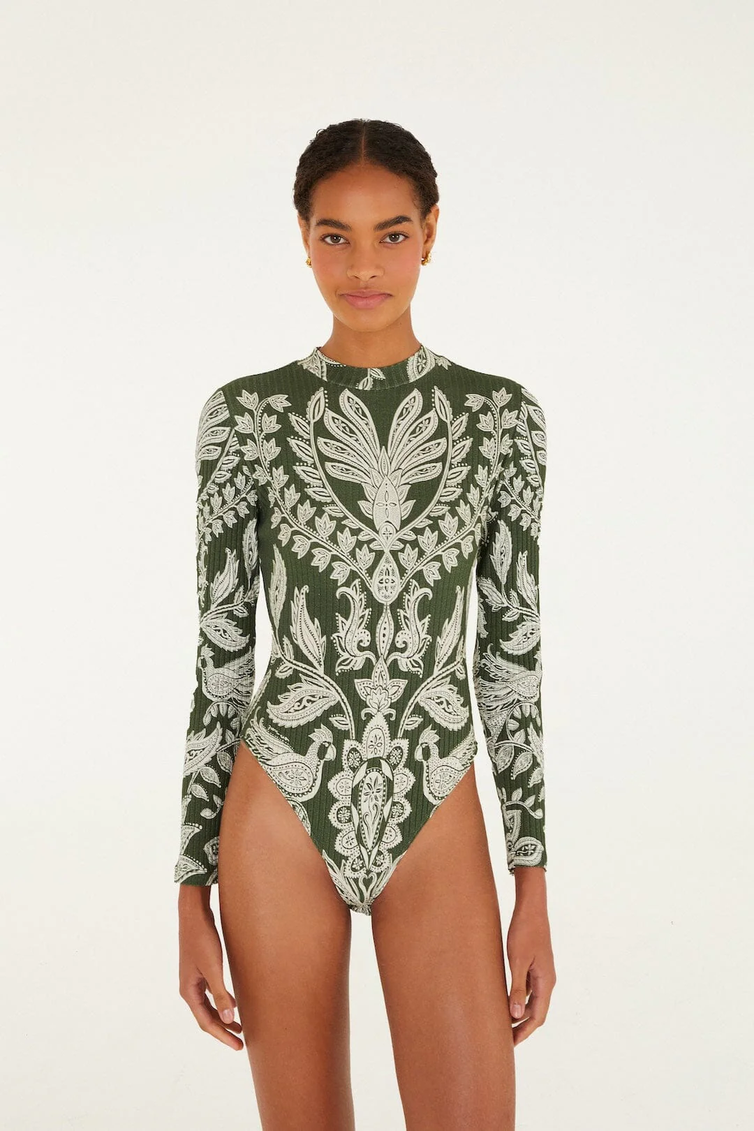 Dark Green Miranda Long Sleeve Bodysuit - Image 3