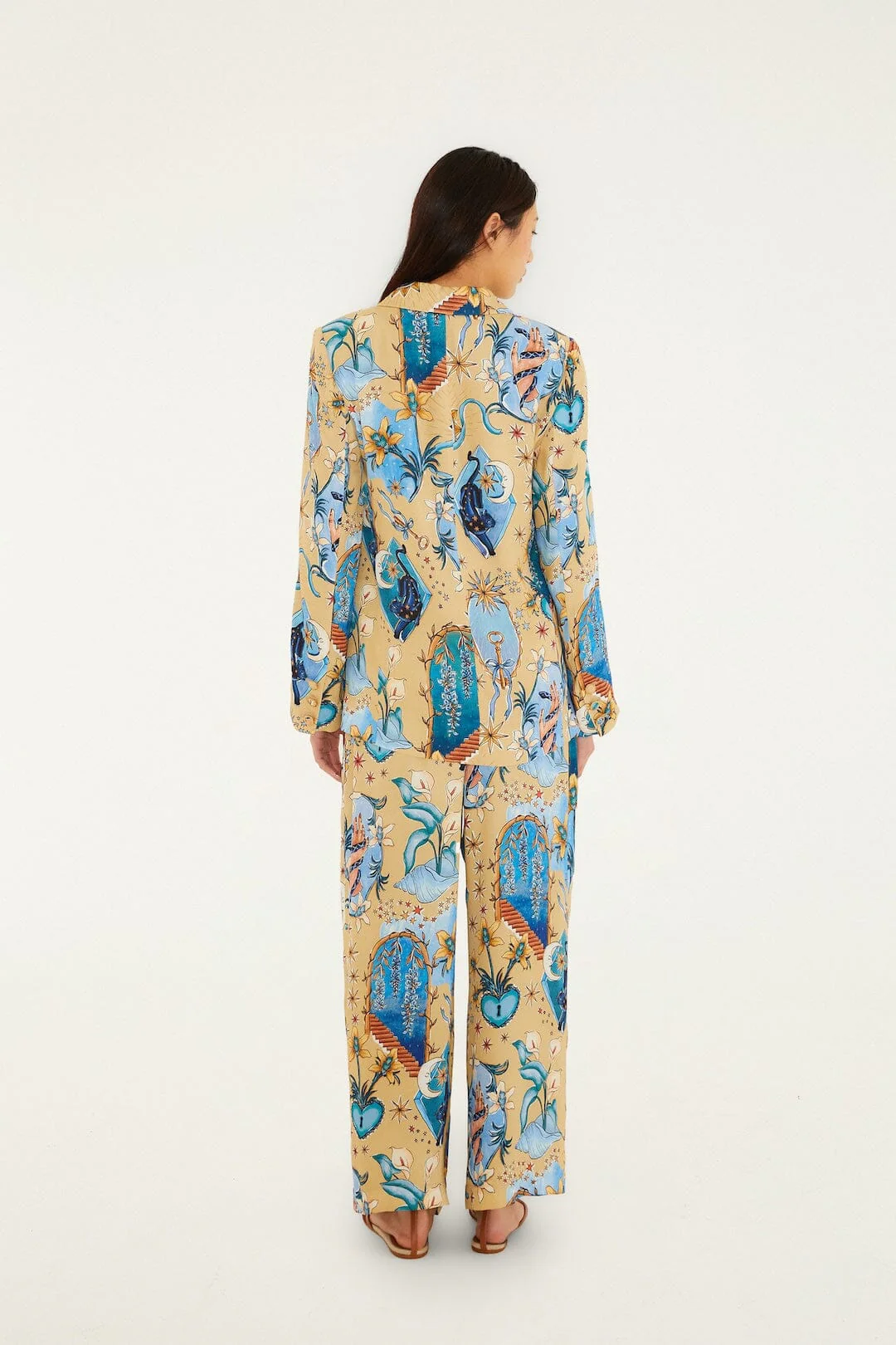 Sand Mystical Wide-Leg Lenzing™ Ecovero™ Viscose Pants - Image 3
