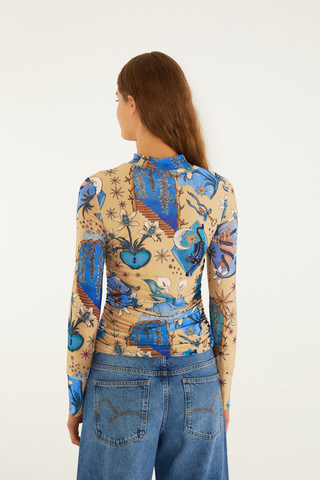Sand Mystical Long Sleeve Tulle Blouse - Image 3