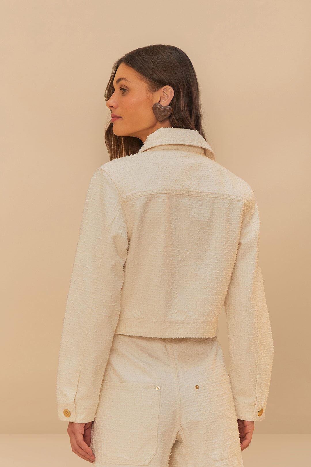 Off-White Twill Laser Crop Jacket - Image 4