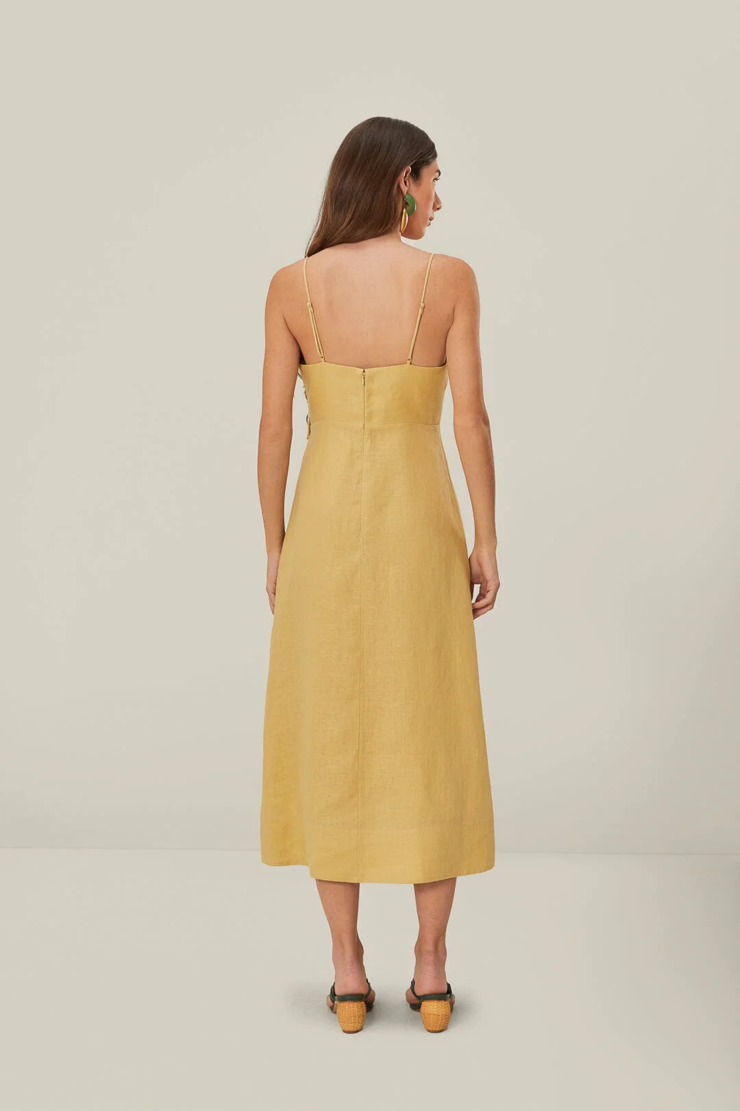 Sand 3D Flower Bodice Midi Dress - Image 3