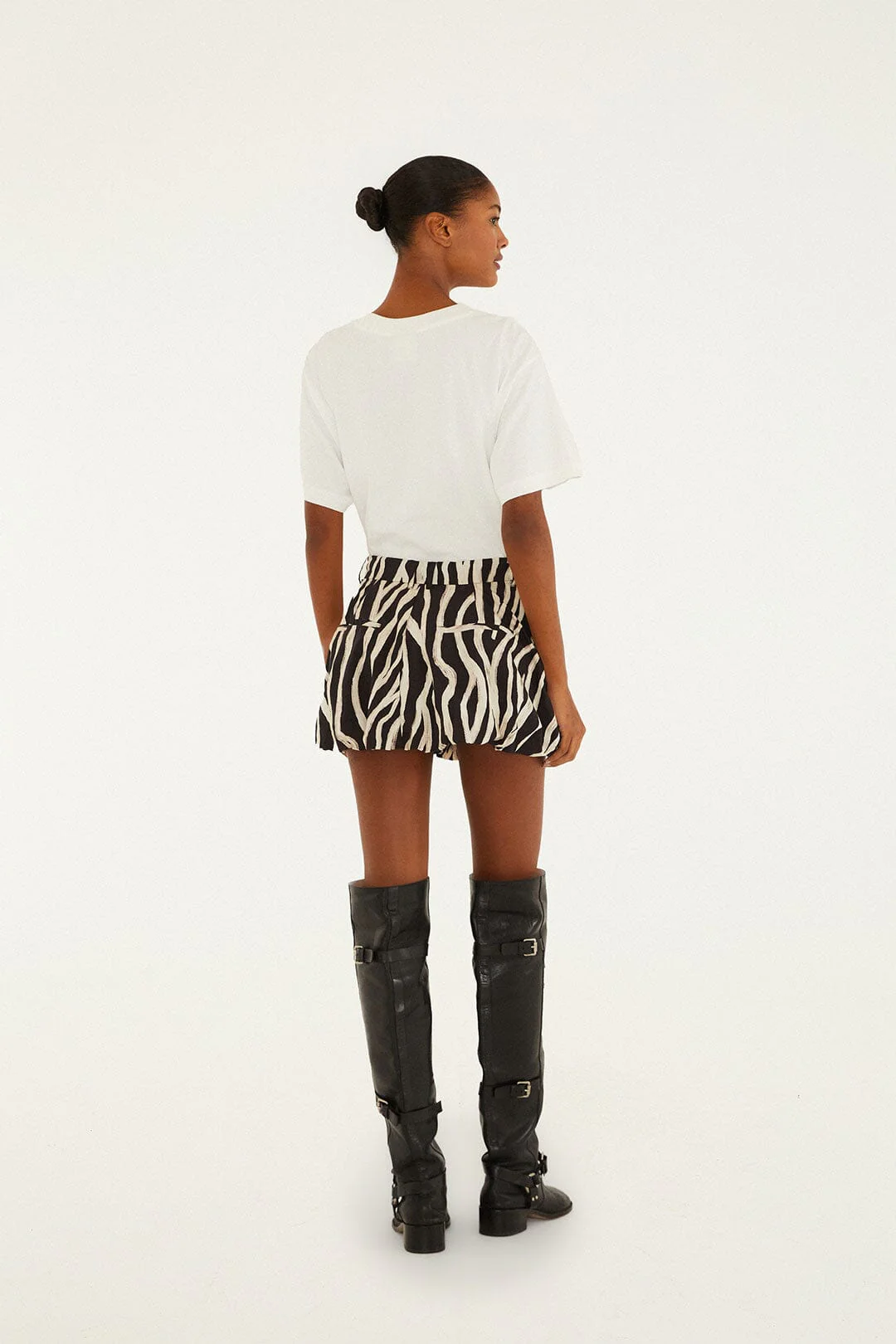 Black Tropical Zebra Organic Cotton Mini Skirt - Image 4