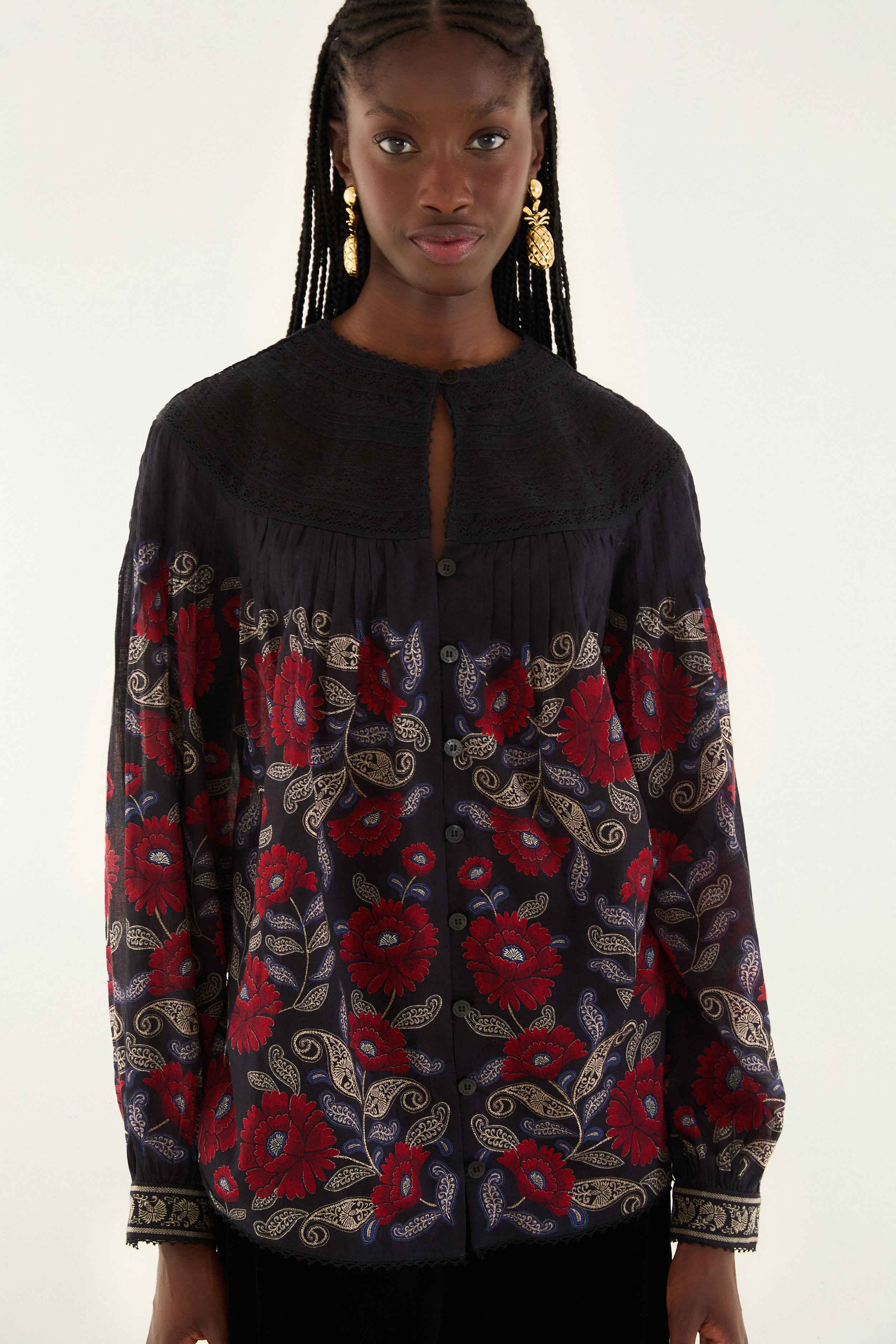 Black Valentina Long Sleeve Blouse - Image 4